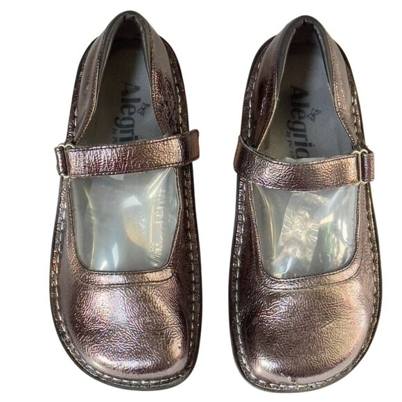 ALEGRIA Belle Women's Metallic Mary Jane Shoes Leather Adjustable Strap Size 37 - Picture 3 of 11